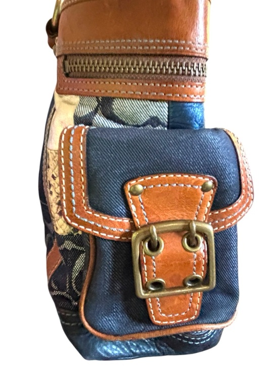 Coach Legacy RARE Limited Edition Mosaic Denim Patchwork Tote Bag Blue Signature - Picture 3 of 13